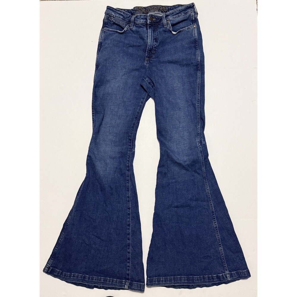 Wrangler Womens High Rise Flare Bell Bottom Jeans Blue Laney Wilson 30X34